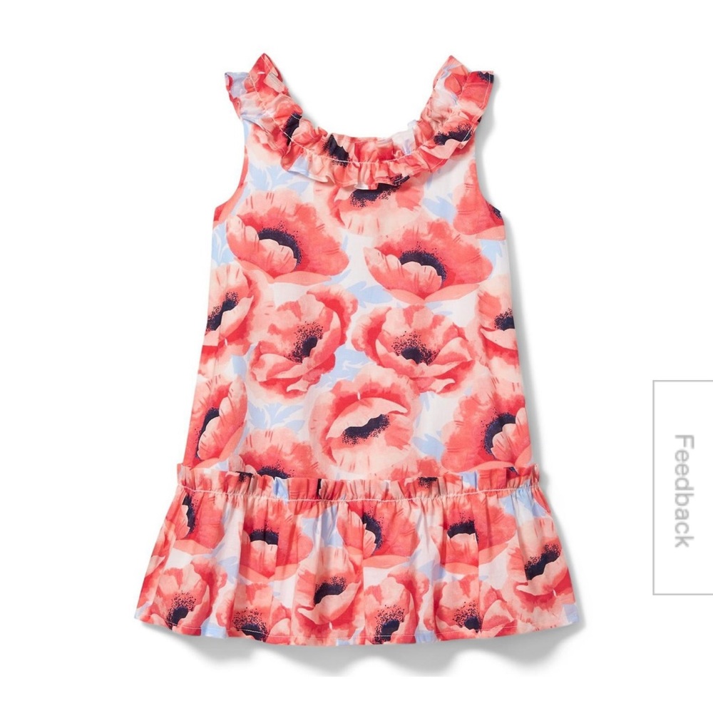 NWT Janie & Jack POPPY PRINT RUFFLE DRESS, Size 6